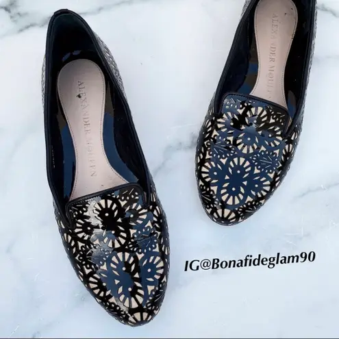 Alexander McQueen laser cut patent leather loafers flats smoking slipper IT 35
