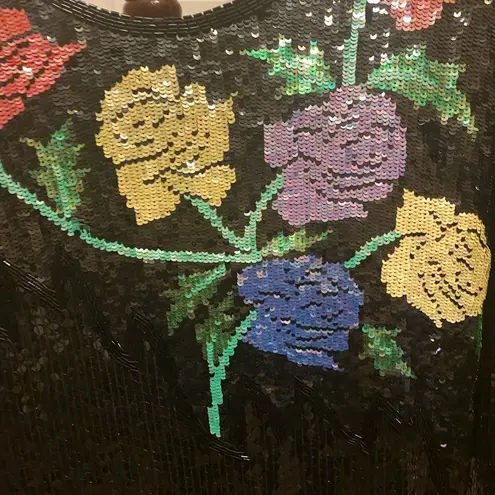 Laurence Kazar 100% SILK AND FULL SEQUIN AND BEADED DRESS SIZE M