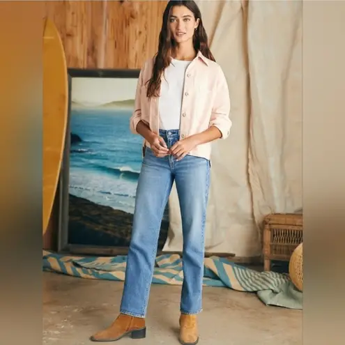 Faherty Stretch Terry Overshirt Peach Whip