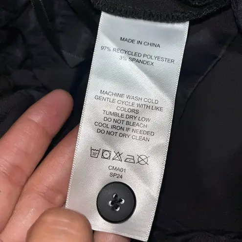 Quince Stretch Crepe Pleated Wide Leg Pants Trousers Black 2