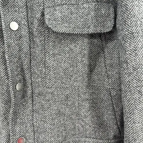 DKNY  Charcoal Herringbone wool blend coat zip and button closure winter warm xl - Image 10