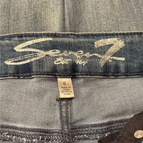 Seven7 Women’s Straight Leg Jeans Raw Hem Light Wash Stretch Denim Ankle Size 6