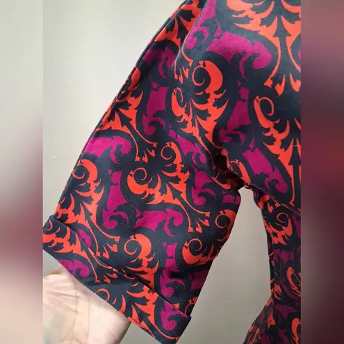 ASOS  magenta deco print  Red and Black Baroque Midi DressA