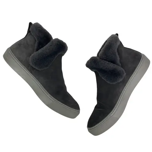 COUGAR Womens Duffy Faux Fur Trim Waterproof Gray Suede Ankle Sneakers Bootie 7