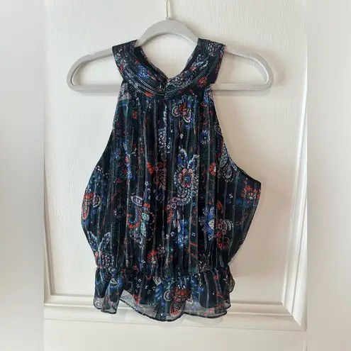 Veronica Beard Kailani Metallic Top in Black Multi