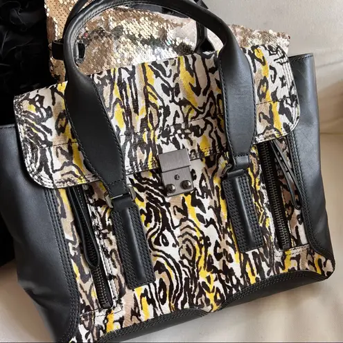 3.1 Phillip Lim Black Pashli Animal Print Tote Bag NEW
