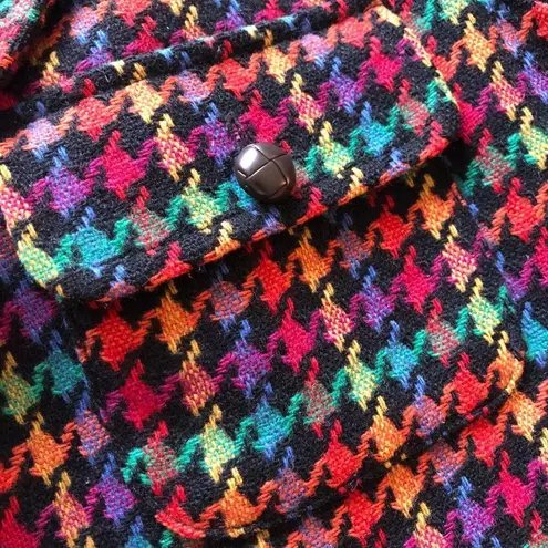 Adolfo Vintage Houndstooth Waistcoat Vest Size Medium Rainbow Houndstooth 90s Academia