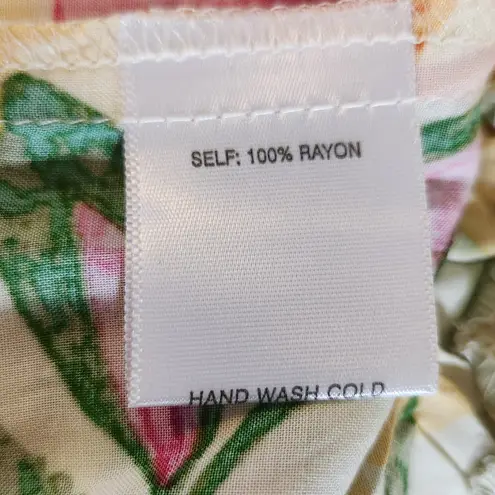 Rose + Olive Yellow Tropical Print Wide-Leg Pants NWT Size Medium