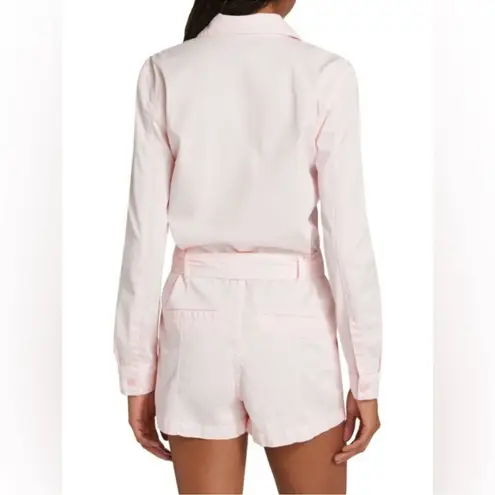 Veronica Beard Winifred Twill Belted Romper in Blush pink size small