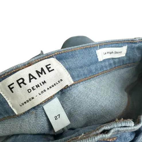 Frame Light Wash Fringe Ankle Le High Skinny Jeans Size 27
