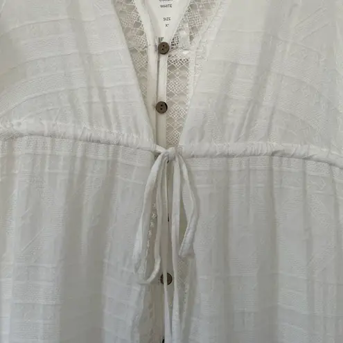 Veronica Beard Minoru Dress White Cotton Cover Up Long Sleeve Adjustable Size XS