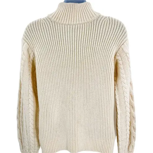 Caroline Constas Chunky Knit Bishop Puffed Sleeve Turtleneck Sweater Large