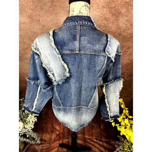 Free People X Sandrine Rose Patchwork Oversize Denim Trucker Jacket