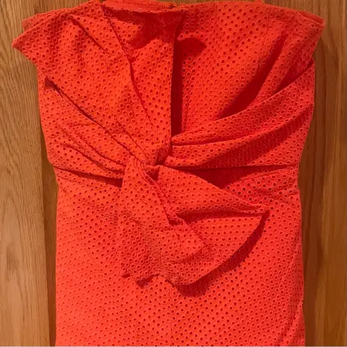 Pilcro and the Letterpress Pilcro by Anthropologie Strapless Tie-Front Crop Wide Leg Jumpsuit Orange Size 6