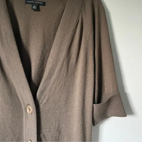 Banana Republic  Taupe Brown Short Sleeve Button Up Cardigan Sweater size Medium