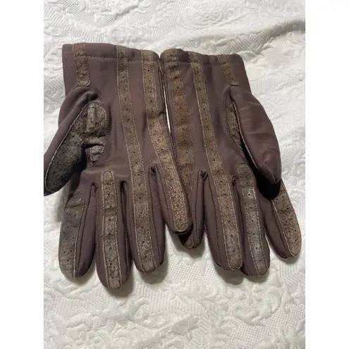 Vintage Brown Leather & Wool Lined Gloves For Men