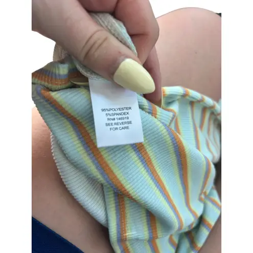 Freshman 1996 XS Striped Ribbed Tank Dress Sleeveless Casual Summer Orange