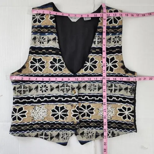 Jane Ashley Vintage Vest Wool Cotton Lined Floral Embroidery Size M