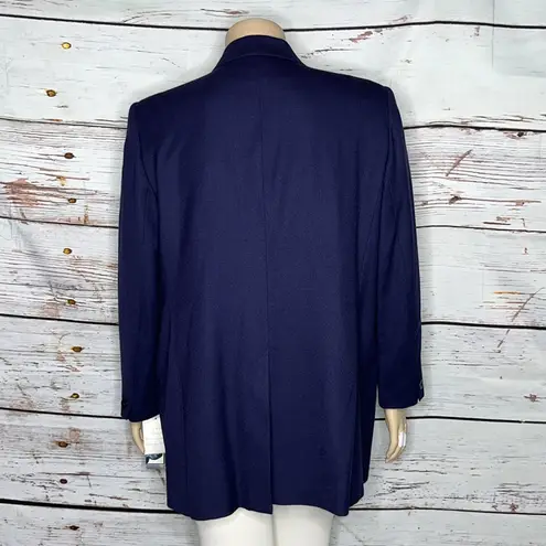 Rena Rowan for Saville NWT Size 18W Navy Blue Worsted Wool Classic Blazer Jacket