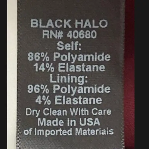 Black Halo Pabla one shoulder ruffled scuba high slit gown