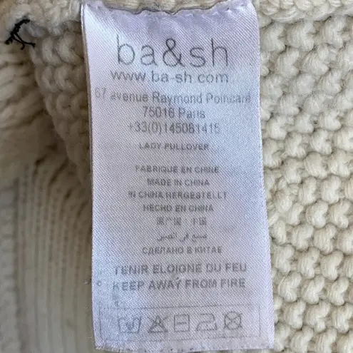 Ba&sh Whipstitch Cable-Knit Mock Neck Sweater in Cream