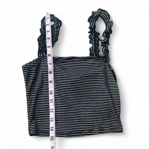 Mind Code ‎Striped Ruffle Strap Top