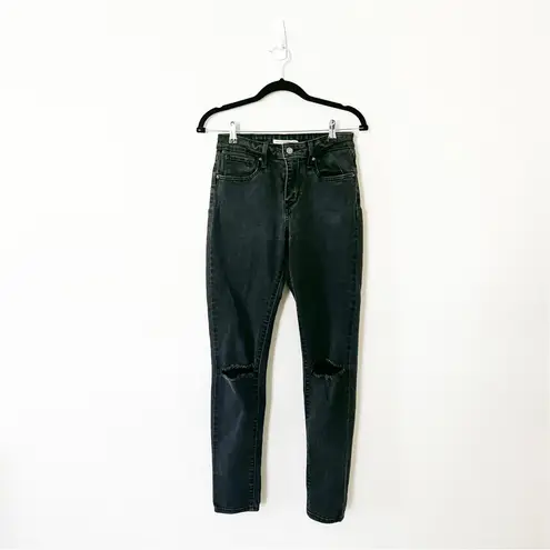 Levi's  721 High Rise Skinny Distressed Split Knee Black Washed Jeans Size 28