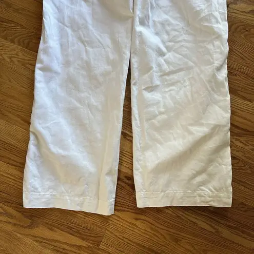 Madewell  Harlow Wide Leg Pants Sz 0 White Linen Blend Pleats High Rise Lagenlook