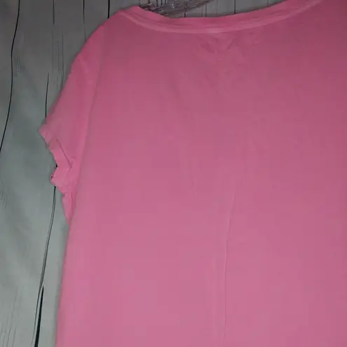 Aeropostale  Pink Feather Graphic Women's Y2K V-Neck Top