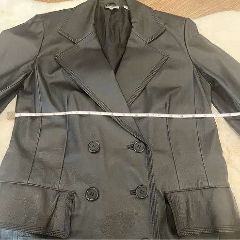 Y2K Newport News Black Leather Jacket Size S