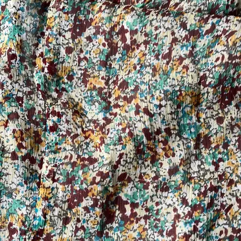 Zadig & Voltaire Rimana Ruffle Cap Sleeve Silk Dress Green Blue Maroon Size XS