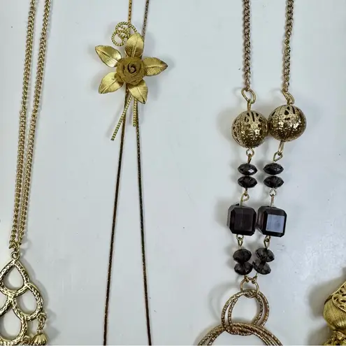 Source Unknown Gold Tone Lot Set of 5 Costume Jewelry Necklaces Bundle