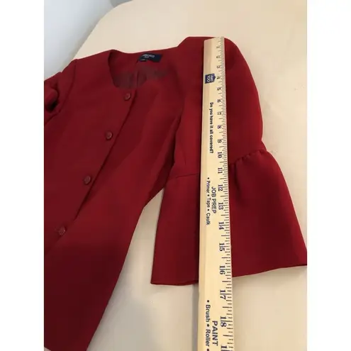 Jones Wear Suit Women's 6 Lined Fire Red 3/4 Puff Sleeve Mob Wife Office Siren