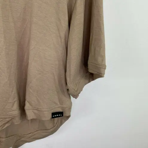Koral Tan Short Sleeve Logo Back Cut Off Tee Women's Size Small S