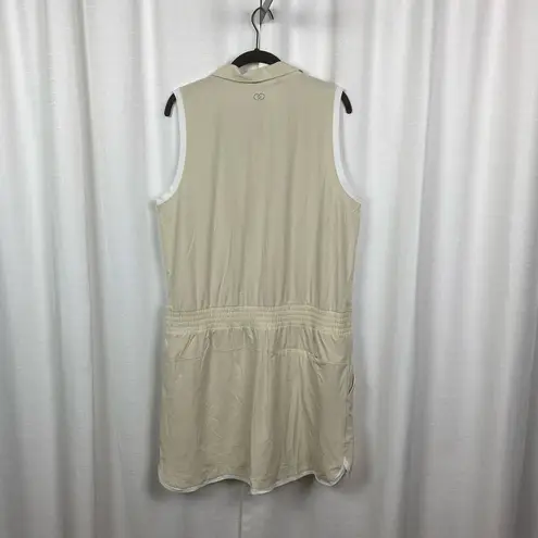 Calia Beige Light Sand Sleeveless Zip Mock Neck Golf Mini Dress Sz.XL NWT Tan