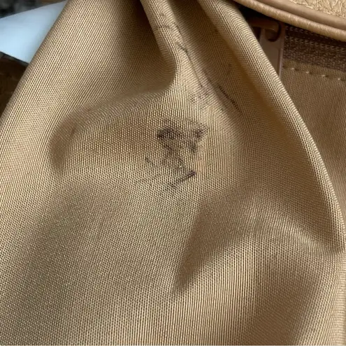 Longaberger Basket Woven Leather Shoulder Bag Stairstep Weave Caramel