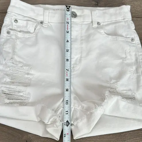 American Eagle  Curvy High Rise White Shortie Stretch Jean Shorts Size 2