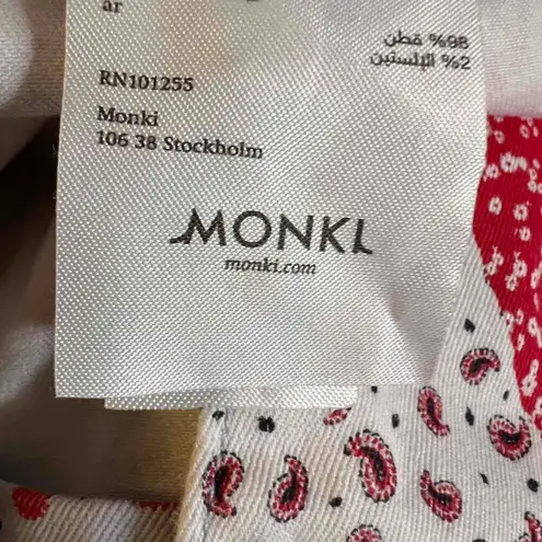 Monki Patchwork Pants Red Blue Slim Fit Cottage Craft Boho Size 42 (EU) 10 (US)