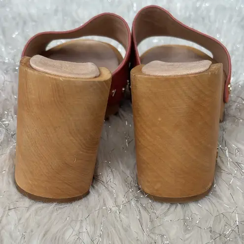 Veronica Beard Orange Women’s Suede Mules with Wooden Heel size 9M