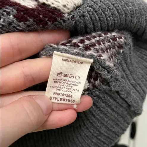 Evereve Oversized Leopard Print Cardigan in Gray and Burgundy - Size XL