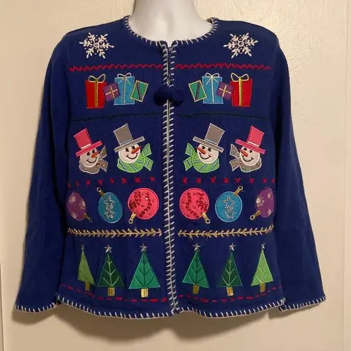 Snowman Ugly Christmas Sweater Blue