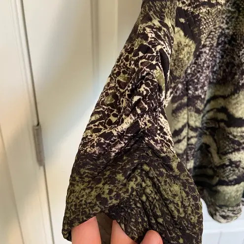 Peck & Peck NWOT women’s snake print ruched sleeve open 3/4 sleeve jacket large