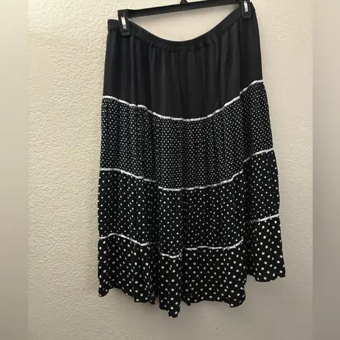 Cathy Daniels Vintage Tiered Boho Polka Dot Maxi Skirt XL