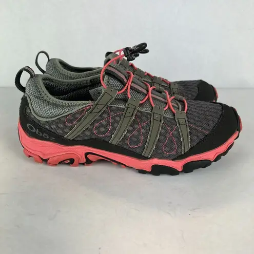 Oboz Sneaker Shoes Womens 8.5 Gray Pink Athletic Low Top Hiking Pull Cord Echo