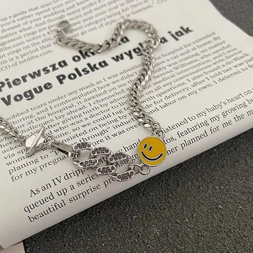 Planet Smiley Face Choker Necklace for Men Women Streetwear Unisex Hip Hop Style Silver