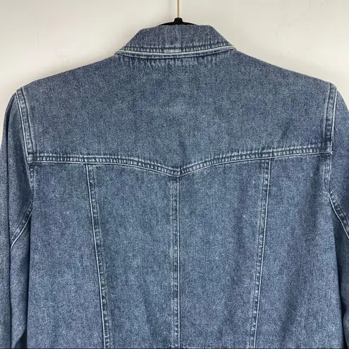 Ralph Lauren  Womens Jean Jacket Blue Denim Zip Front Sz Large Distressed Western