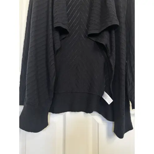 Tahari 100% Extra Fine Merino Wool Black Open Front Cardigan Size XS Cozy - Image 6