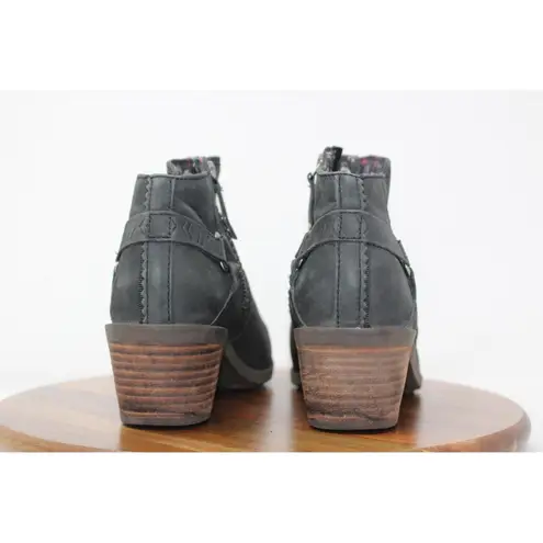 Teva Boots Womens Size 8.5 Black Foxy Ankle Boot Leather Stacked Heel 1006317