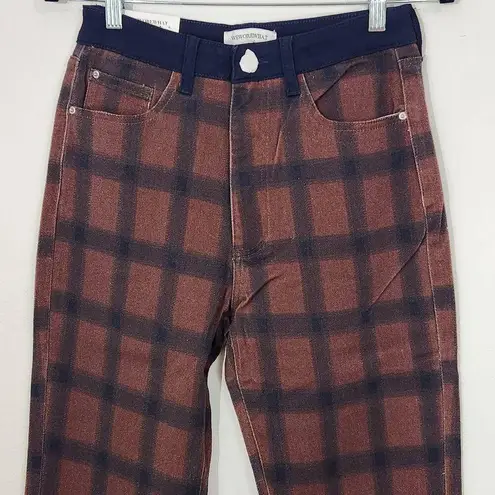 We Wore What Women's Navy and Brown Plaid Jeans Size 27 NWT Icon Jeans Plaid - Image 4