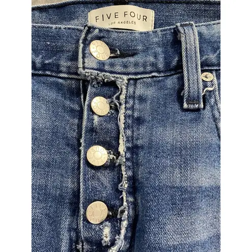🍂 Five Four Denim Shorts Frayed Hem Button Fly Blue Wash Slim Fit W33 Size 33
